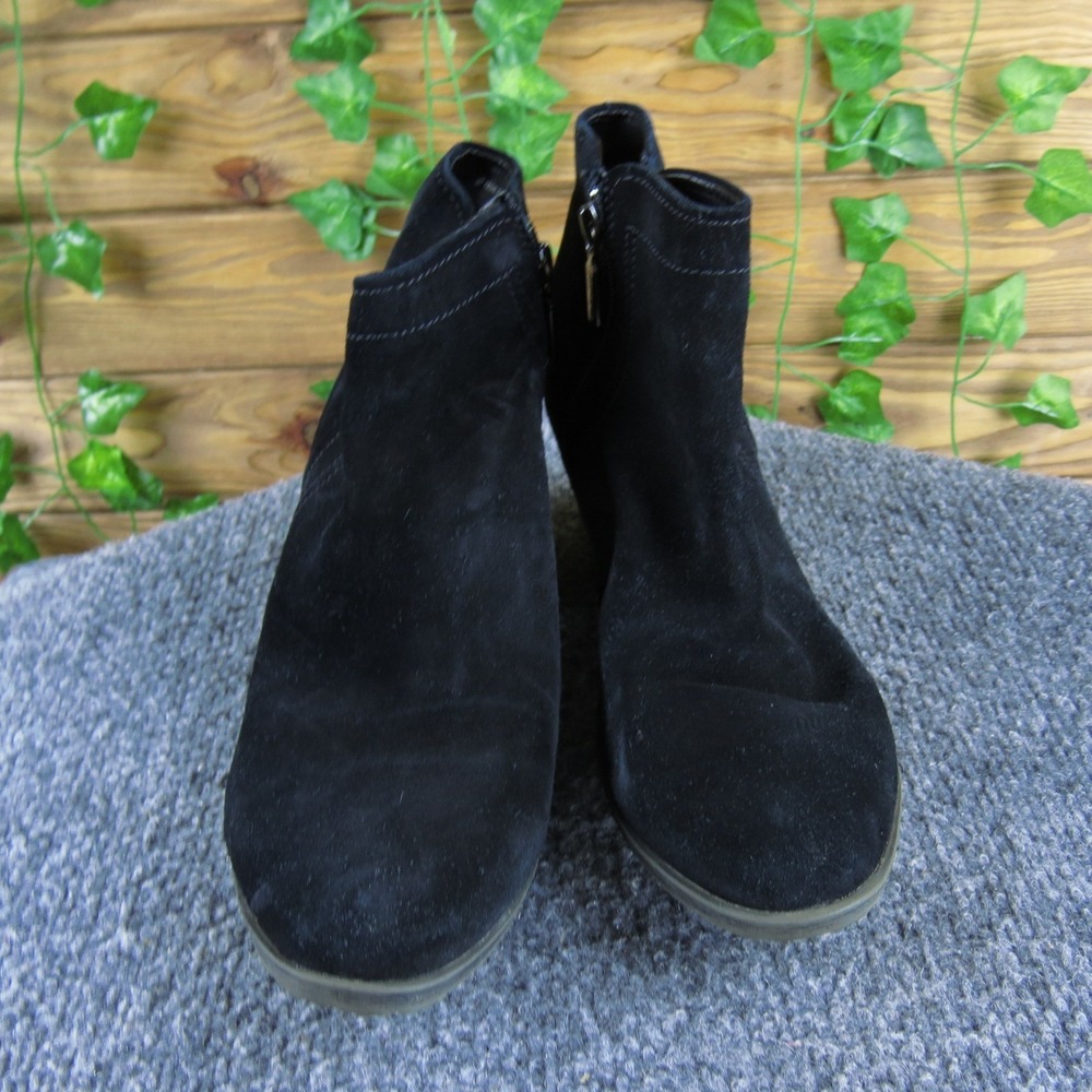 Blondo Waterproof Suede Ankle Boots Black Size Zip Closure Block Heel 8.5M - Picture 2 of 7